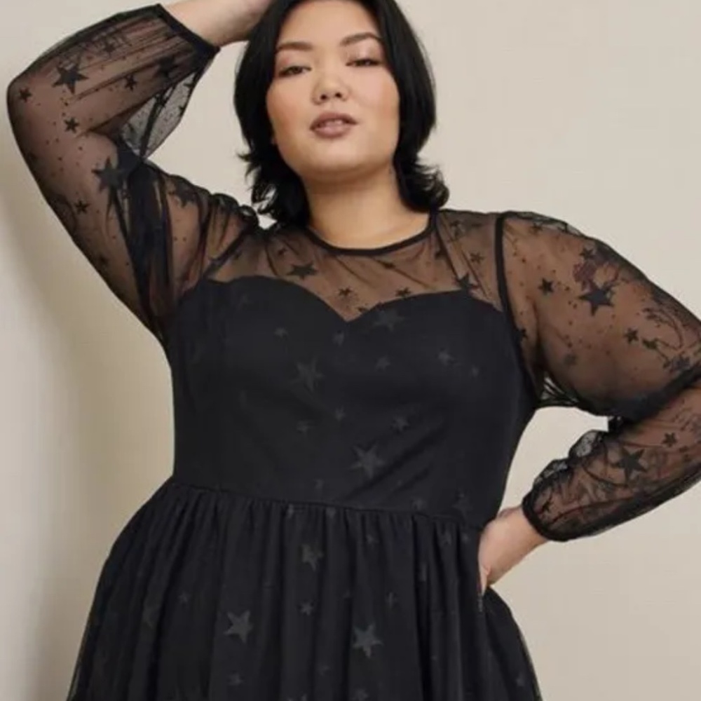 At The Knee Star Mesh Skater Dress Torrid Plus Size 18